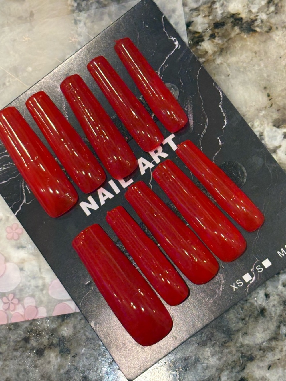 Glossy Red Press-On Square nails